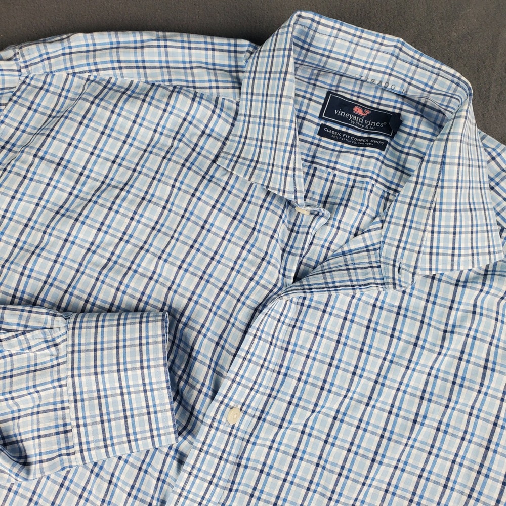 Vineyard Vines Men's Plaid Classic Fit Cooper Shirt Blue Size M